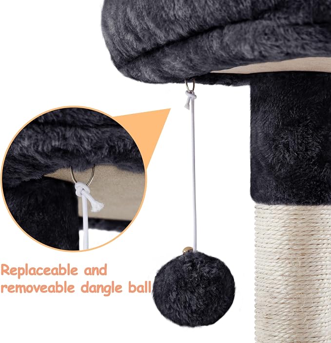 Topeakmart 34in Cat Tree Cat Tower Scratching Posts Modern Bed Cat Furniture for Indoor Cats and Kittens as Pet House Activity Center with Warm Condo, Fluffy Nest, Large Platform, Comfy Basket