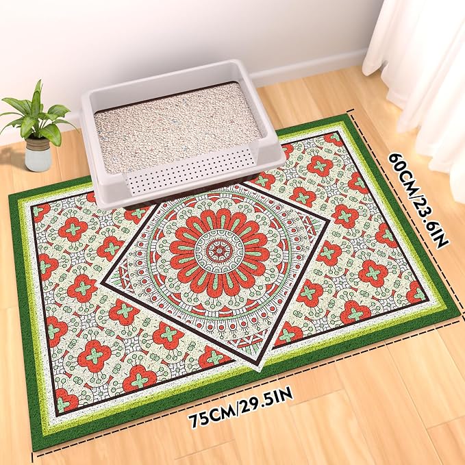 Extra Large Cat Litter Mat 30"x24",Heavy-Duty Litter Rug Catcher with Deep Textured Surface,Non-Slip Kitty Litter Mat Waterproof & Easy Clean, Ideal for Multiple Cats