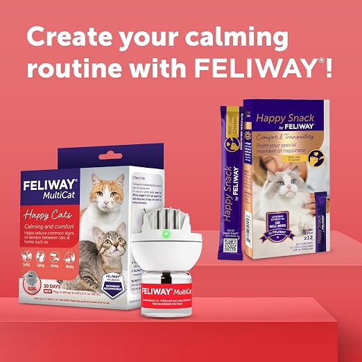 FELIWAY MultiCat 30 Day Cat Calming Plug in Pheromone Diffuser Starter Kit,48ml - Helps Reduce Conflicts and Signs of Tension in Multi-Cat Households,(Pack of 2)