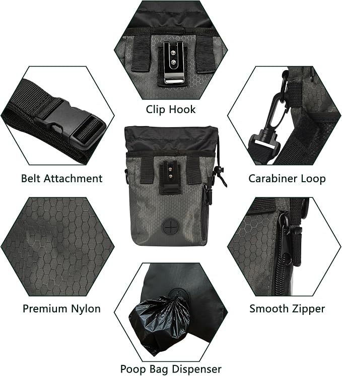Dog Training Treat Pouch Hands-Free Waterproof with Adjustable Waist Strap