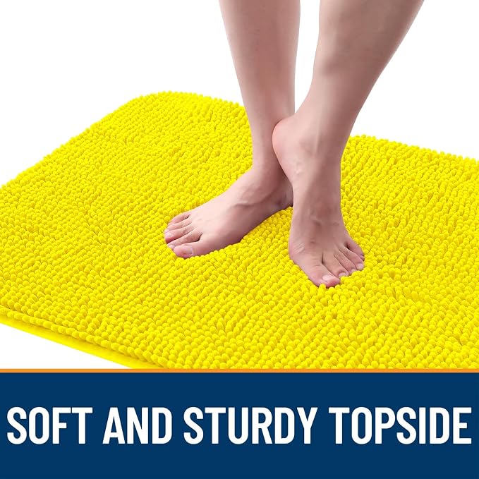 OLANLY Dog Door Mat for Muddy Paws 36x24, Super Absorbent Chenille Mud Mat | Lemon Yellow, Absorbs Moisture and Dirt, Non-Slip Machine Washable Doormat, Quick-Dry Indoor Entryway Floor Carpet for Dogs