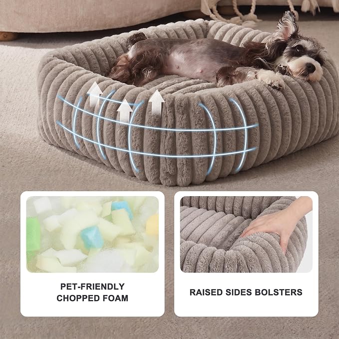 FURTIME Dog Bed for Small Dogs, Washable Orthopedic Dog Bed with Removable Cover, Rectangle Soft Calming Sleeping Puppy Bed Durable Pet Cuddler with Anti-Slip Bottom