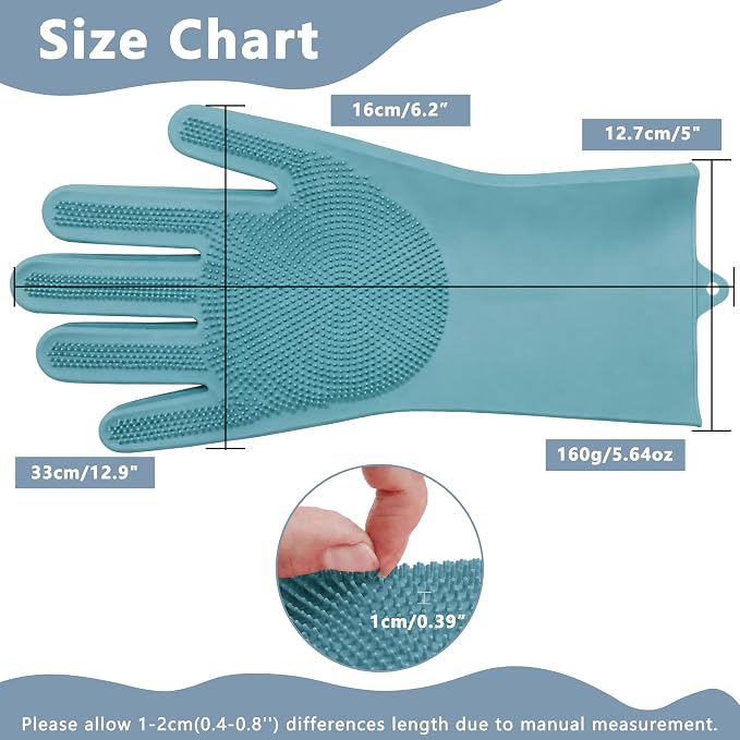 Pet Grooming Gloves—Dog Washing Gloves with High-Density Teeth, Dog Bath Scrubber with Enhanced Five Finger Design, Silicone Gloves for Dogs and Cats Bathing, Massage (Gray Blue)