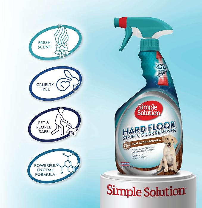 Simple Solution Hard Floor Dog Stain & Odor Remover, Gallon & 32oz Bundle | Dog Urine Enzyme Cleaner, Pet Floor Cleaner, Pet Cleaner Spray, Hardwood Floors, Dog Stain & Odor Remover, Pro-Bacteria