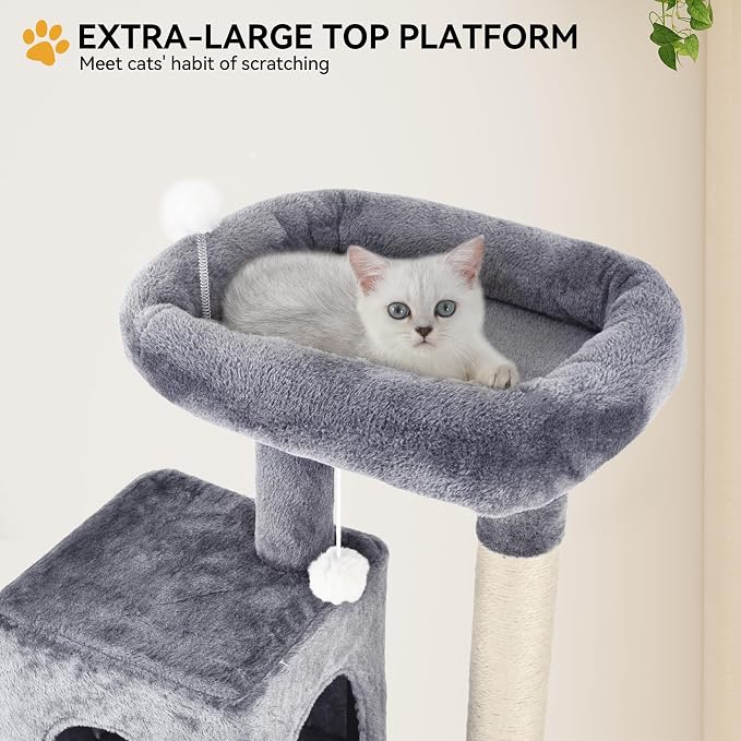 YITAHOME 70.8in Cat Tree Tower for Indoor Cats, Multi-Level Cat Furniture with Scratching Posts,Cat Window Padded Plush Perch,Cozy Basket,Ladder and Funny Toys for Kittens Pet Play House,Light Gray