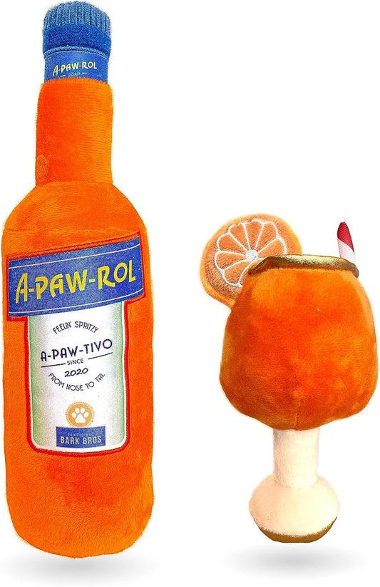 Bark Bros - Liquor Bottle Dog Toy - Plush Squeaky Dog Toys Funny Drink Parody - Alcohol Dog Toy - Dog Birthday Toy - Cute Dog Toys - Puppy Gifts - Puppy Stuff - Dog Stuff (Large, Apawrol Spritz)