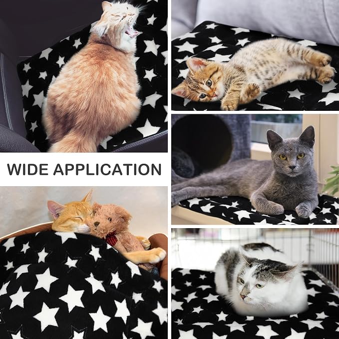 4 Pcs Dog Crate Pads Soft Warm,18 x 14 x 1.6 Inch,Star,Black | Ultra Soft Warm Washable Anti-slip Kennel Bed Mat for Pets,Reversible Replaceable,for Small Medium Large Dogs and Cats
