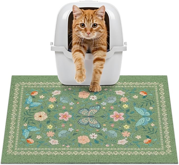 Unicorn Catcher 24"x15" Cat Litter Mat Non-Slip Washable Litter Box Mat | High-Density PVC Litter Catcher Mat Efficiently Traps Scattered Litter From Paws To Keep Floors Clean