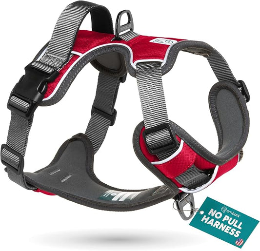 Embark Adventure Large Dog Harness – No-Pull, Reflective Trim, Military-Grade Nylon, Front Clip with Gel-Lined Handle