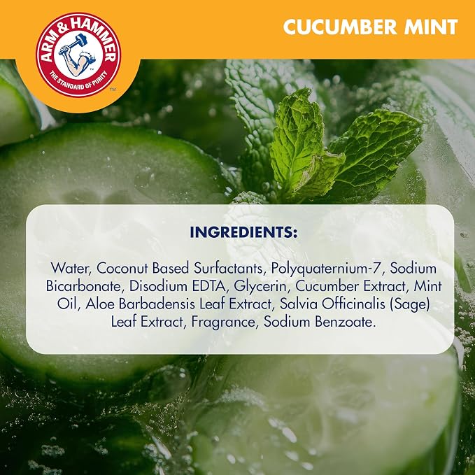 Arm & Hammer 2-in-1 Dog Shampoo & Conditioner, Cucumber Mint, 24 Fl Oz | Baking soda odor eliminating formula, pump dispenser included, value size, for daily grooming routine