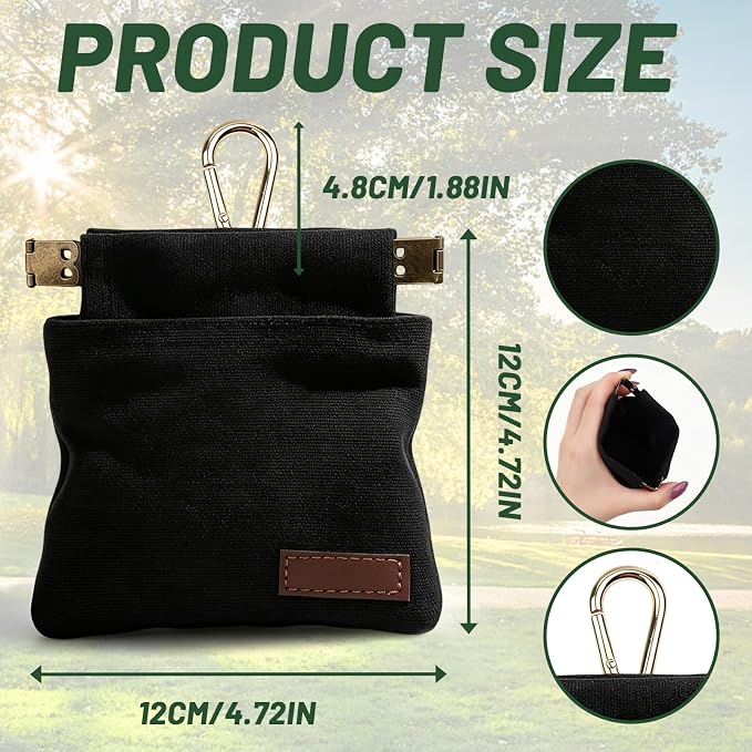 Dog Treat Pouch for Pet Training Portable Puppy Walking Bag, Black 12X12cm | Auto Closing Dog Treat Pouches for Pet Training, Hands-Free Walking Experience with Clip for Outdoor Walking & Puppy Travel