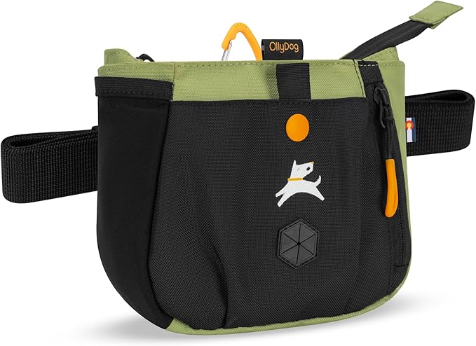 Backcountry Day Bag | Dog Training Treat Pouch | Eco-Friendly Recycled Fabric Fanny Pack with Zipper Closure, Built-in Poop Bag Dispenser & Adjustable Waist Belt (Palm)