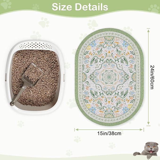 Bienbee Cat Litter Mat, 24" x 15" Dense Trapping Mesh for Litter Boxes | Litter Box Mat with PVC Mesh, Waterproof &Urineproof, Non-Slip Grip, Soft On Kitty Paws and Easy to Clean to Protect Floor