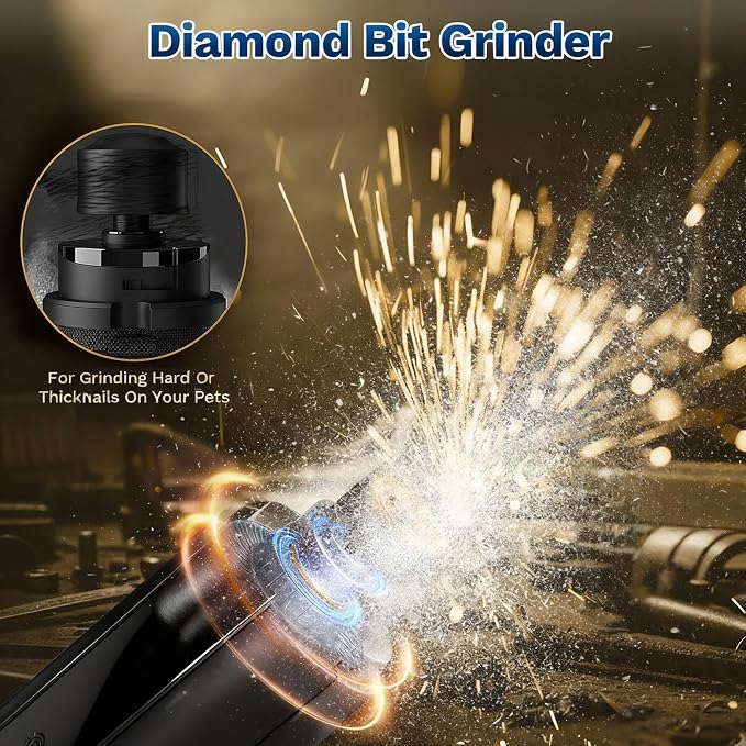 Pet Nail Clipper with Light, Type-c Dog Claw Trimmer & Grinder | Rechargeable Cordless Dog&Cat Cutter, Safety Lock & Catcher, Stainless Blades Grooming for Small Medium Large Pets, Black