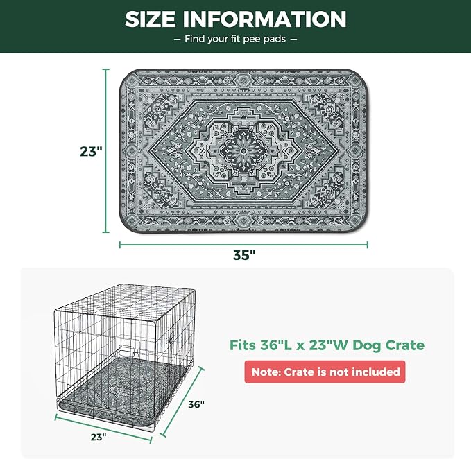 FXW Washable Pee Pads for Dogs, Super Absorbent, 23" x 35", 2 Packs | Machine washable, Non-slip backing