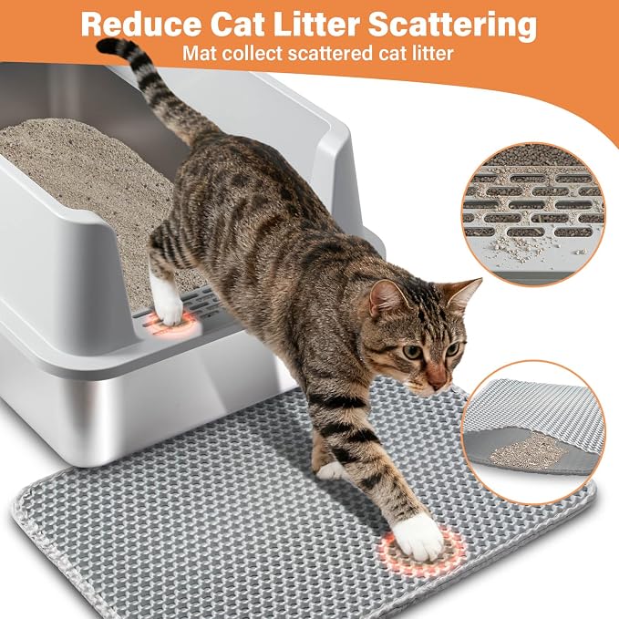XL Stainless Steel Cat Litterbox,Stainless Steel Litter Box, Easy Clean Non Stick No Smell