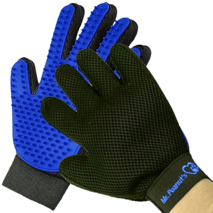 Mr. Peanut's Pet Grooming Glove – 259 Soft Silicone Pins, Breathable Mesh & Adjustable Wrist Strap – Deshedding, Massaging Mitt for Dogs, Cats, Bunnies & Horses