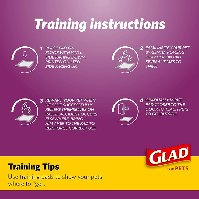 Glad for Pets Washable Dog Pee Pads, Medium, 24 x 36 Inch, 2 Count, Gray with Paw Prints, 3-Layer Leak Protection, No-Slip Vinyl Bottom, Reusable Puppy Training Pads (Pack of 2)