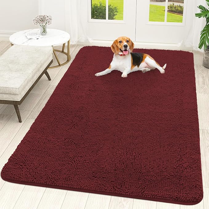 OLANLY Dog Door Mat for Muddy Paws 70x46, Super Absorbent Chenille Mud Mat | Caramel Russet, Absorbs Moisture and Dirt, Non-Slip Machine Washable Doormat, Quick-Dry Indoor Entryway Floor Carpet for Dogs