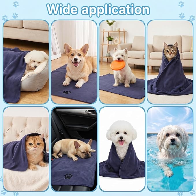 2PCS Dog Bath Supplies, Dog Bath Gloves | Dog Towels 32'' X 16'',Super Absorbent and Soft Pet Grooming Towel, Perfect Shower & Grooming Supplies for Dogs