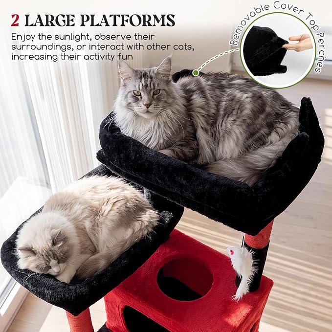 Globlazer 83inch Sturdy Gothic Multi-Level Tall Cat Tower, S83G, Blood-Goth | Extra Large Heavy Duty Cat Tree for Indoor Large Adult Cats Kittens with 2 Cat Condo, 8 Scratching Post, 2 Hammock
