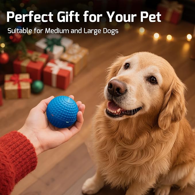 SNOYWEN Interactive Dog Toys, Automatic Moving Bouncing Rolling Ball, Food-Grade Rubber Material IPX7 Waterproof Ball for Medium, Large Dogs, 850mAh Battery Large Capacity, Type-C Rechargeable