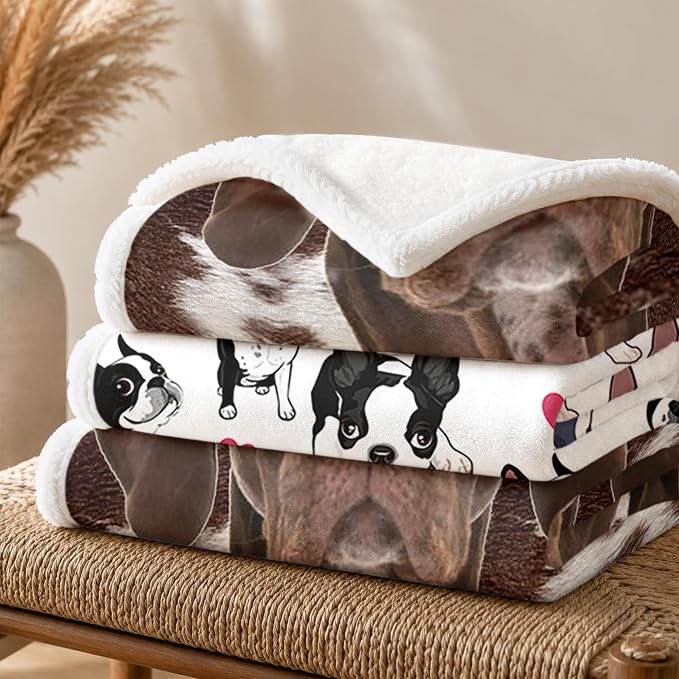 BlessLiving Throw Blanket, Brown Dog Animal Gift, 50x60 Inches | sherpa fleece fabric, German Shorthaired Large Pet Blankets Puppy print, for couch or sofa, pet lovers, easy machine care