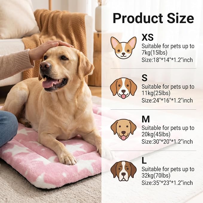 Dog Bed Mat - Reversible Dog Crate Bed Mats, Soft & Breathable Kennel Pad, Durable Crate Bed for Small Medium Large Dogs & Cats