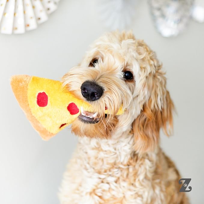 ZippyPaws NomNomz - Dog Squeaky Toys to Keep Them Busy, Funny Food Plush for Small & Medium Dogs, Cute Stuffed Puppy Toy, Pet Products, Gift for Dogs of All Breeds, Soft and Cuddly - Pizza