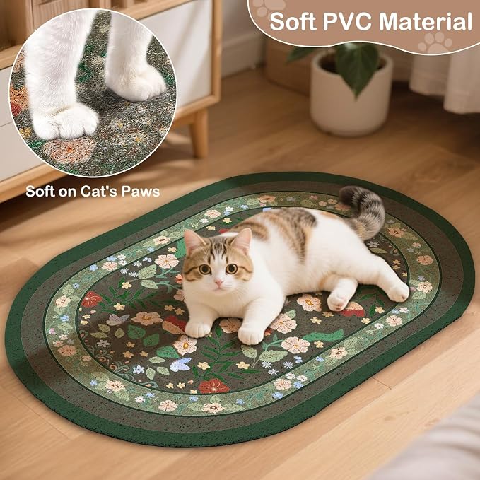 Bienbee Cat Litter Mat, 33" x 22" Dense Trapping Mesh for Litter Boxes | Litter Box Mat with PVC Mesh, Waterproof &Urineproof, Non-Slip Grip, Soft On Kitty Paws and Easy to Clean to Protect Floor