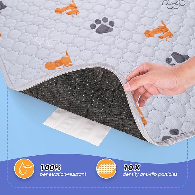 WanpeeGoo Washable Pee Pads for Dogs, Waterproof, 32 x 52 in, 2 Pack, Orng | Super Absorbent, Waterproof and Non-Slip; Washable, Reusable Dog Pads for Crates, Playpens, Floors, Furniture and Travel