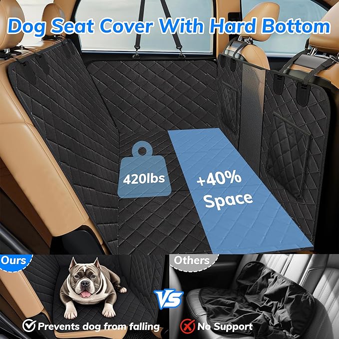 Exclusive Dog Car Seat Cover, Back Seat Cover for Dogs-Supports 400lb, Waterproof Dog Cars Seat Cover-Back Seat Pet Cover for Car SUV & Trucks, Pet Hammock for Car- Seat Cover for Dogs (1 Pack Black)