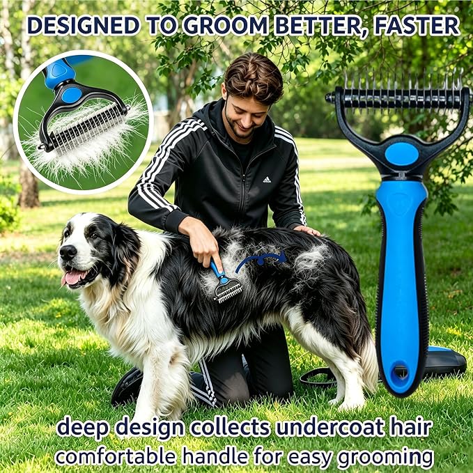 Dog Brush for Shedding Undercoat Rake Pet Pro Grooming Tool for Cat | Deshedding Dog Brush for Tangles Knots Long Fur Dog Comb Pet Detangling Comb for Dogs and Cats
