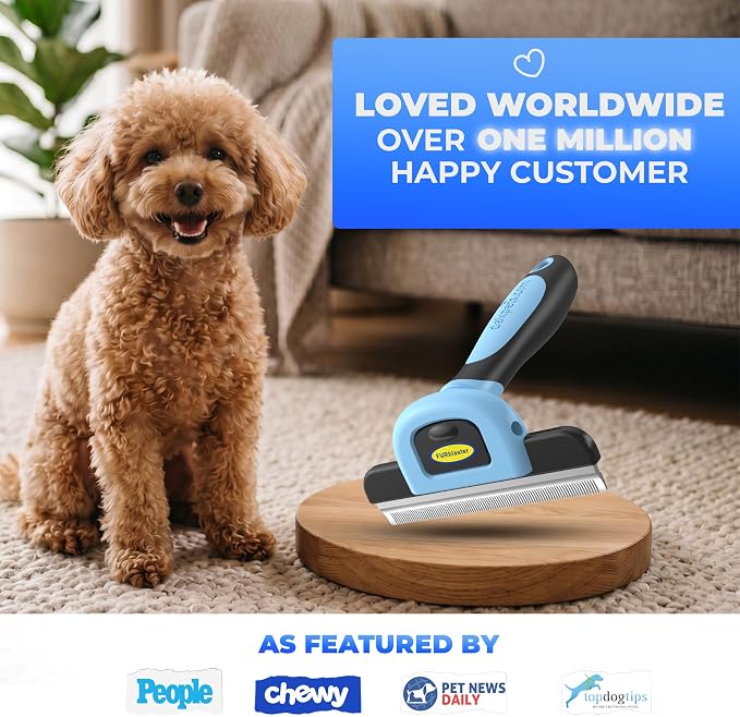 DakPets Dog Brush for Shedding – Stainless Steel Deshedding Dog Brush, Dog Grooming Brush & Deshadding Tool for Dogs & Cats, Remove Undercoat Hair for Short & Long Haired Dogs & Cats