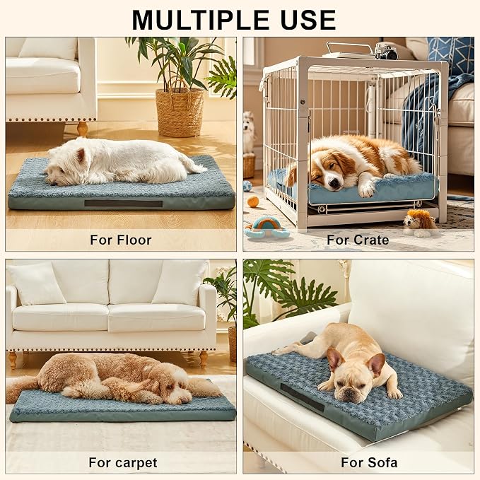 Orthopedic Dog Beds for Crate with Removable Washable Cover Egg-Crate Foam Pet Pad Mat with Anti-Slip Bottom,Waterproof Dog Beds Small Sized，20x16 Inch