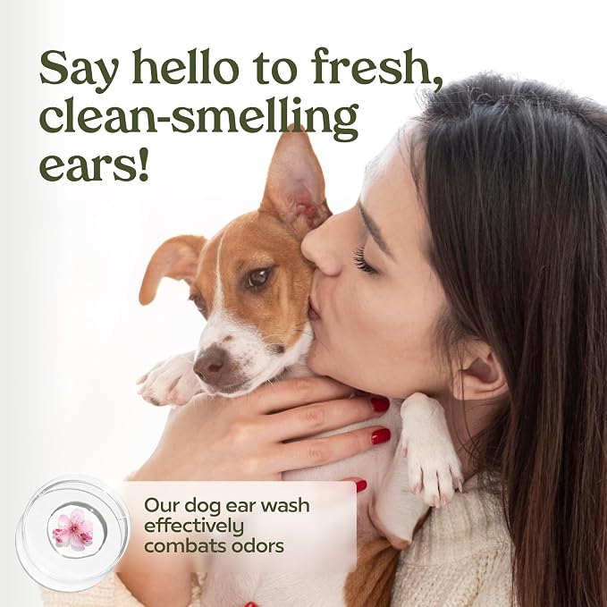 Pawfume Dog Ear Cleaner Solution, 1-Pack | Soothe itchy ears with St. John’s Wort & almond extracts, vet-certified, alcohol-free Dog Ear Wash for all breeds