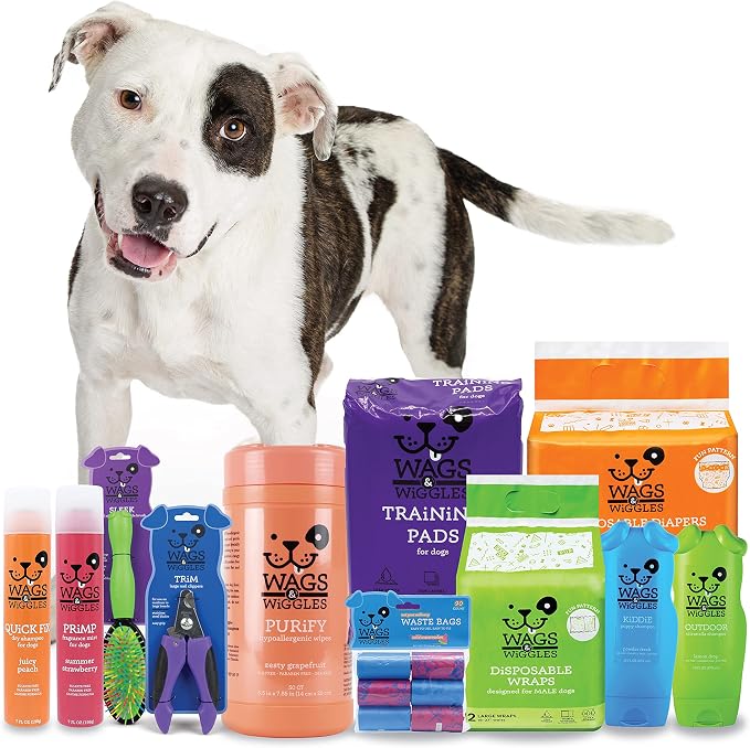 Wags & Wiggles Quick Fix Dog Dry Shampoo, Juicy Peach, 7 Oz | Waterless grooming formula, for quick touch-ups between baths, fresh scent, for daily dog grooming use