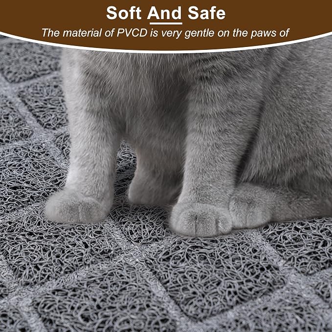 Cat Litter Box Mat,24 x 35 In,Trapping Mat Premium Durable PVC Pad,Grey | Easy to Clean，Non-Slip，Urine Waterproof