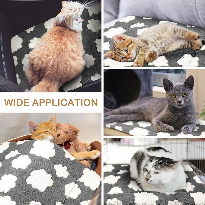 4 Pcs Dog Crate Pads Soft Warm,18 x 24 x 1.6 Inch,Clouds,Gray | Ultra Soft Warm Washable Anti-slip Kennel Bed Mat for Pets,Reversible Replaceable,for Small Medium Large Dogs and Cats