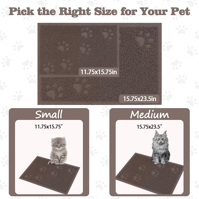 Darkyazi Cat Litter Box Mat for Floor Litter Trapping Mat Non-Slip Backing, Scatter Control, Easy Clean, Water Resistant, Soft on Paws (15.75" x 11.75",Coffee)