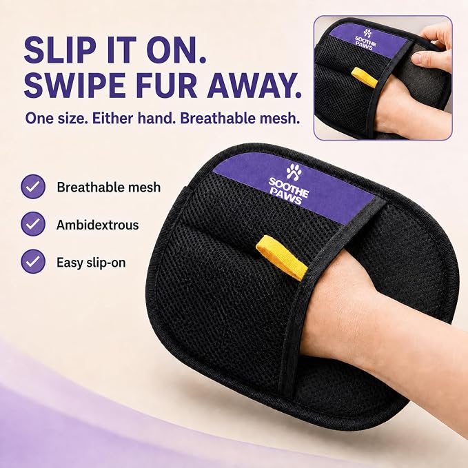 Pet Hair Remover Glove for Dogs & Cats, Self-Cleaning Deshedding Brush Kit | 2-in-1: deshedding brush grooms your pet; electrostatic glove lifts pet hair from cloth couches, car seats & clothing