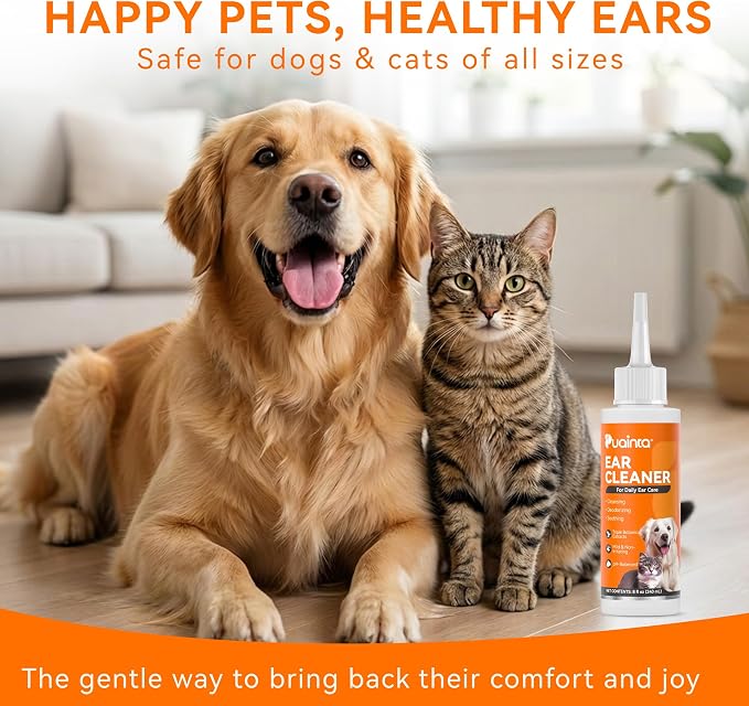 Dog Ear Cleaner Solution - Alcohol-Free Ear Wash with Quantum Silver & Witch Hazel - Soothes Itch, Removes Wax & Odor - Gentle Daily Flush for Dogs & Cats (8 oz) | Vet Formulated Patented Quantum Silver Alcohol-Free Dog & Cat Ear Flush, Soothes Itching...