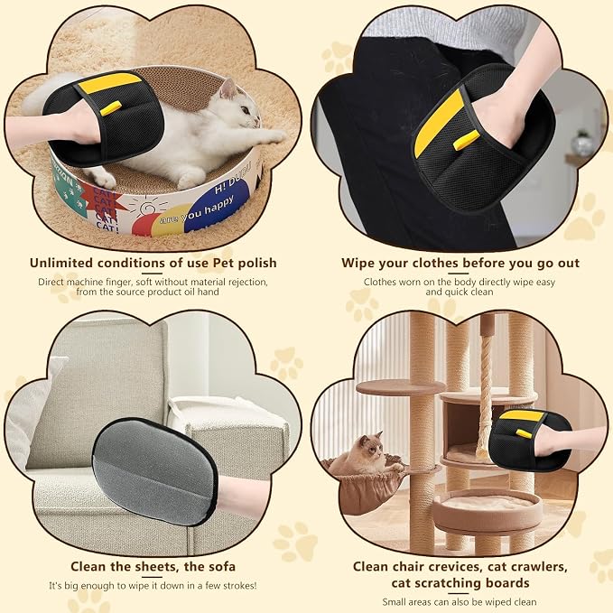 KLIFE 2Pcs Magic Brush Pet Hair, Pet Hair Remover Gloves for Cats & Dogs, Reusable Electrostatic Pet Hair Remover Glove for Couch Furniture, Carpet, Curtain