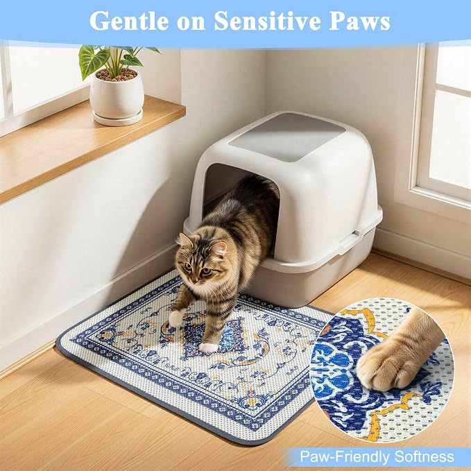 Unicorn Catcher 33"x22" Cat Litter Mat Machine Washable Litter Trapping Pad | Kitty Paw Friendly Padding With Breathable 3D Air Mesh Technology And A Non-Slip Base To Keep Home Floors Debris-Free