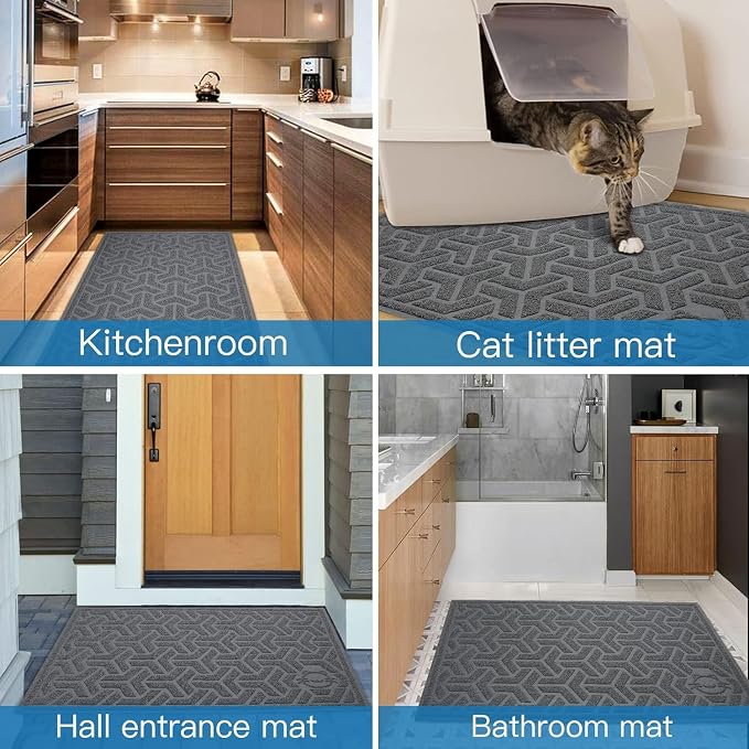 UPSKY Waterproof Cat Litter Mat Large 35" x 24" Soft on Kitty Paws, Gray | Litter Box Mat, Cat Litter Mat Litter Trapping Mat, Waterproof Scatter Control, For Indoor Cats, Easy to Clean