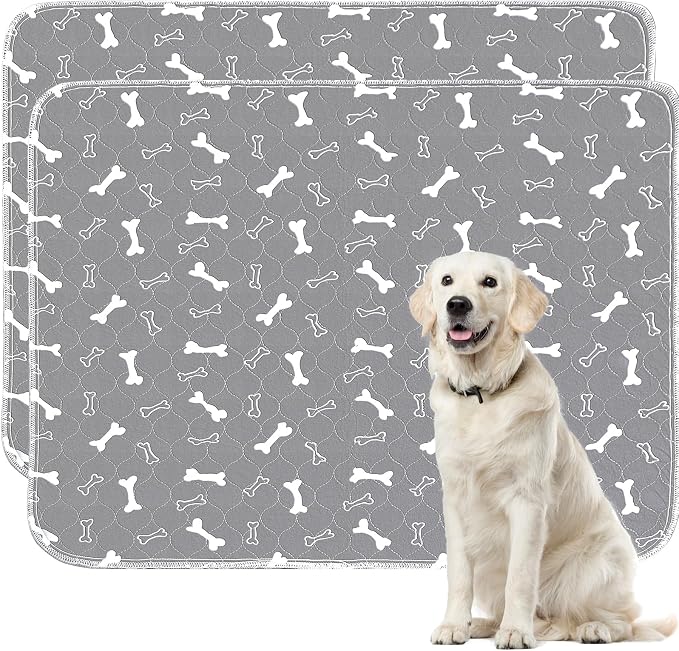 Washable Pee Pad for Dogs, 2 Pack Extra Large Puppy Pads, 48"x60" | Super Absorbent, Waterproof & Leakproof, Non-Slip Bottom, Machine Washable, For Floors, Beds, Couches, Crates, Carpets, Cars