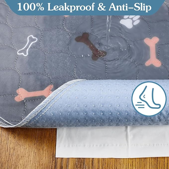 Washable Pee Pad for Dogs, 2 Pack Large Reusable Puppy Pads, 36"x48" | Super Absorbent, Waterproof & Leakproof, Non-Slip Bottom, Machine Washable, For Floors, Beds, Couches, Crates, Carpets, Cars