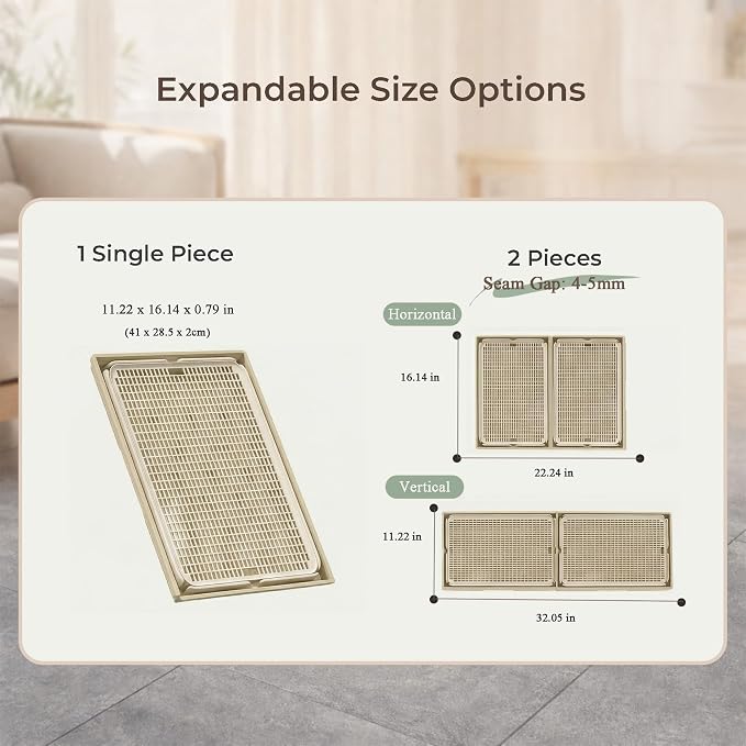 Connectable Cat Litter Mat for Litter Box, 2 Panels | Expandable Coverage | Less Litter Tracking | Easy Rinse Cleanup | Pour-Back Litter | Helps Reduce Shifting