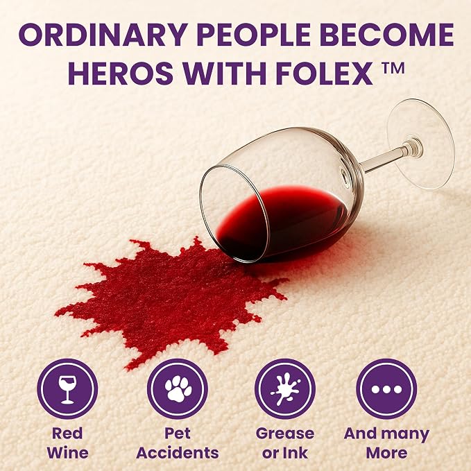 FOLEX Instant Carpet Spot Remover 32 oz – Powerful Stain Remover for Carpets, Upholstery & Rugs – Eliminates Pet Stains, Grease, Red Wine, Food, Makeup & More – With Reusable Cleaning Cloth - 3 Pack