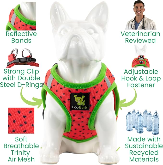 EcoBark Step in Dog Harness Reflective Soft Ultra Padded Mesh Dog Harnesses for XXS, XS, Small, and Medium Dogs Eco-Friendly Comfort Secure Halter No Pull Adjustable Pet Vest